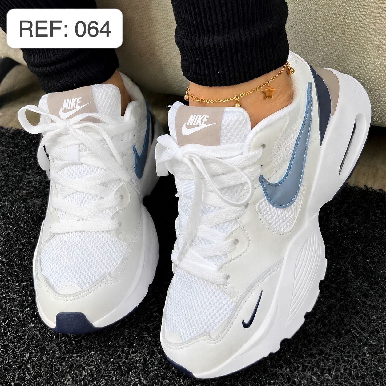 tenis nike blanco con azul re: 064