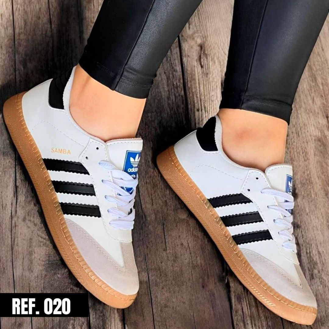 tenis adidas samba blanco lineas negras ref: 020